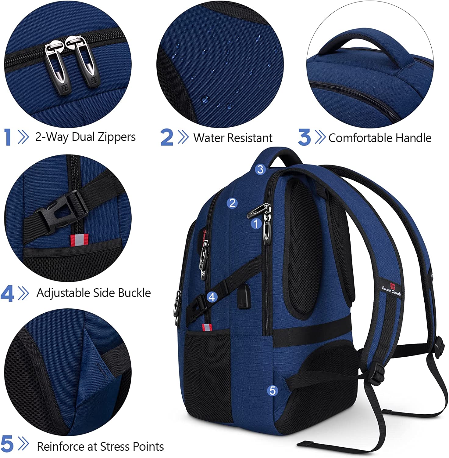 Bagsure Travel Laptop Backpack, Business Water Resistant Laptop Backpack with USB Charging Port, Durable Anti Theft College School Computer Bag for Men & Women Fits 15.6 Inch Notebook & Laptop - Image 5